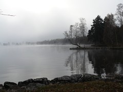 129-Rottneros Park aan Mellan Fryken in mist